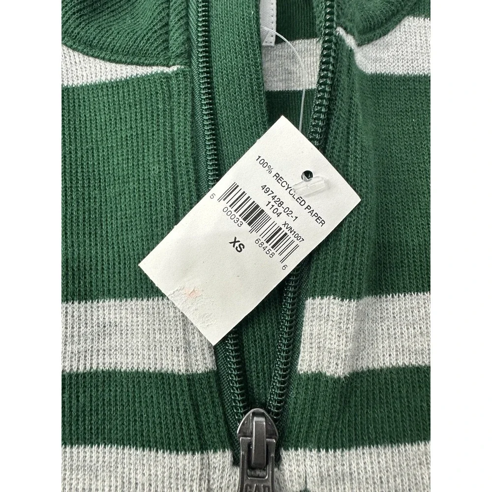 NWT GAP‎ Boys Half Zip Green White Stripe Sweater / Kids XS